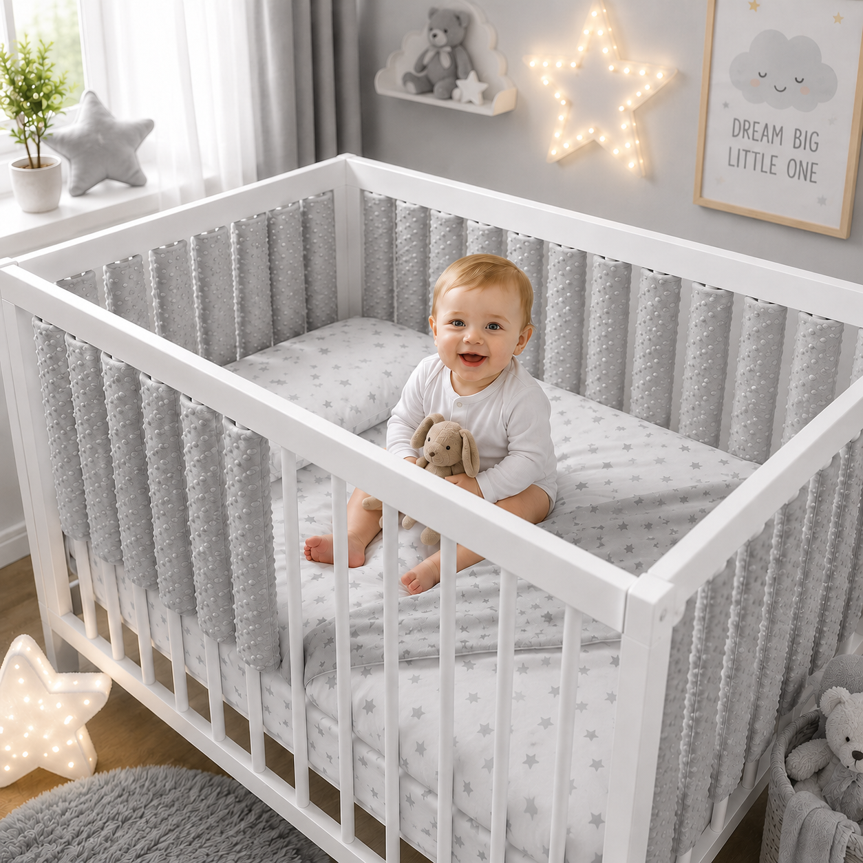 Double-sided Rail Cot Slat Cover Wrap Grey 20Pc