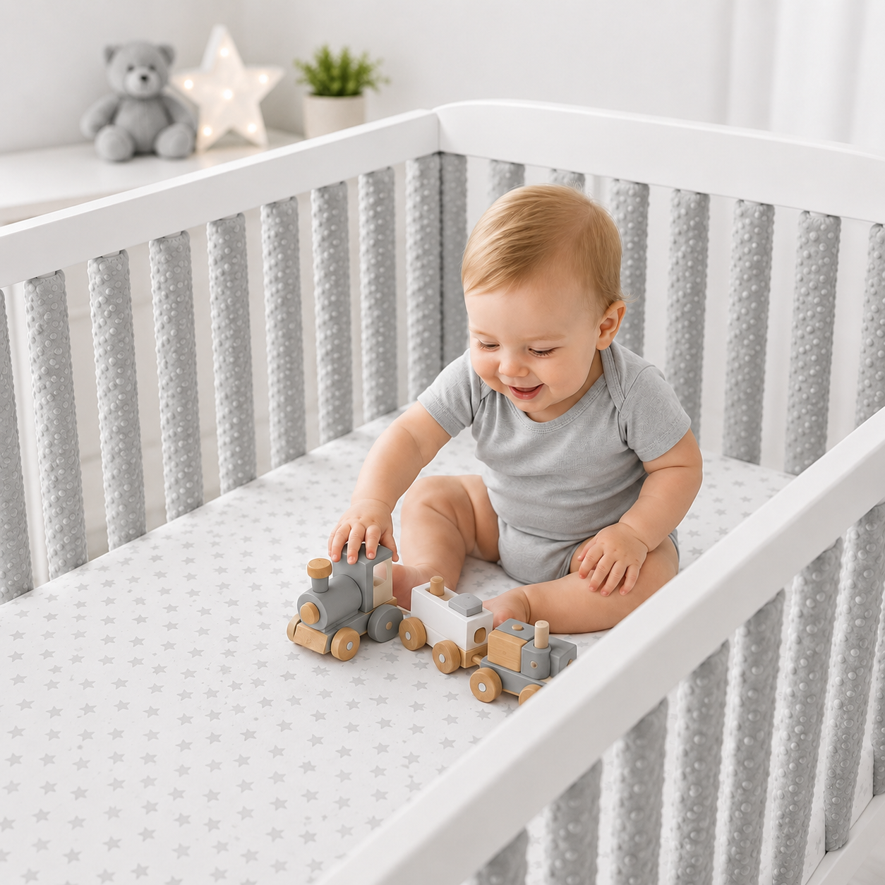 Double-sided Rail Cot Slat Cover Wrap Grey 20Pc