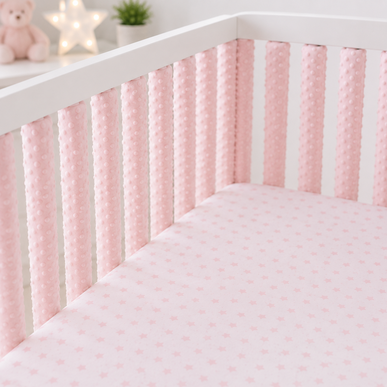 Double-sided Rail Cot Slat Cover Wrap Protector Pink 10Pc