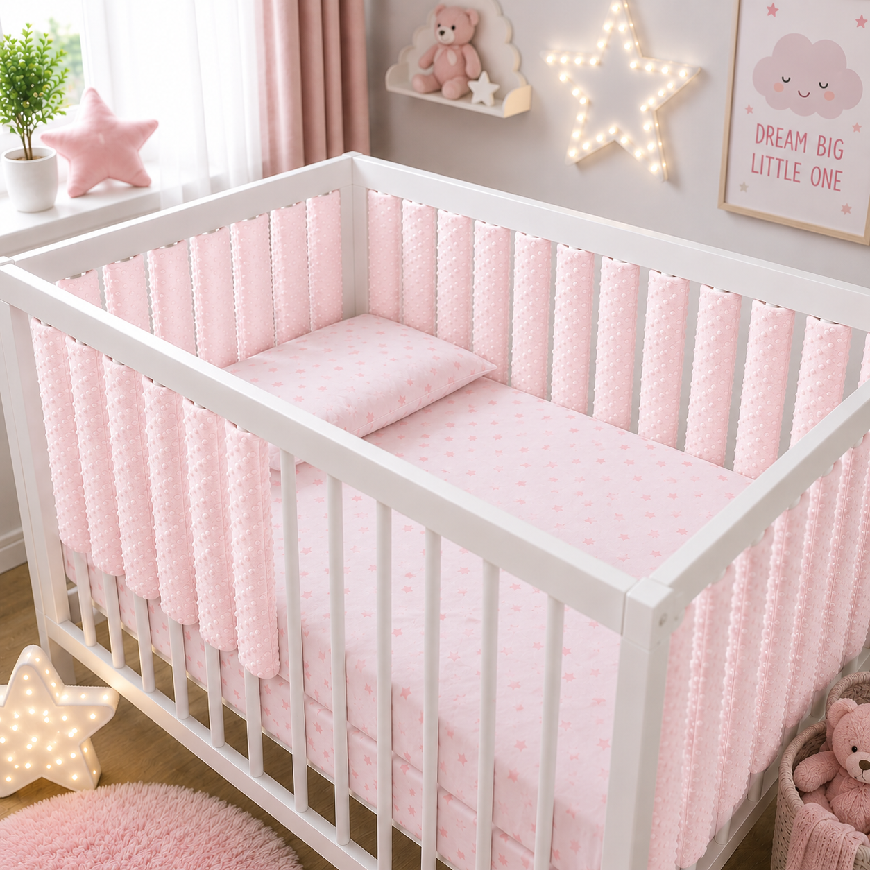 Double-sided Rail Cot Slat Cover Wrap Protector Pink 20Pc