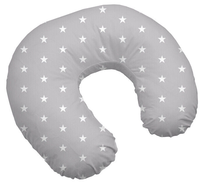 Baby feeding pillow cotton newborn maternity Small White stars on Grey