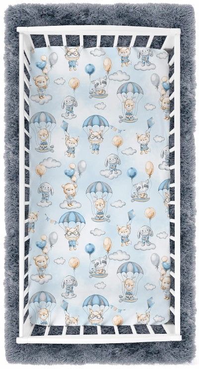 Fitted Sheet 120x60cm 100% Cotton for Baby cot Walk in the Clouds