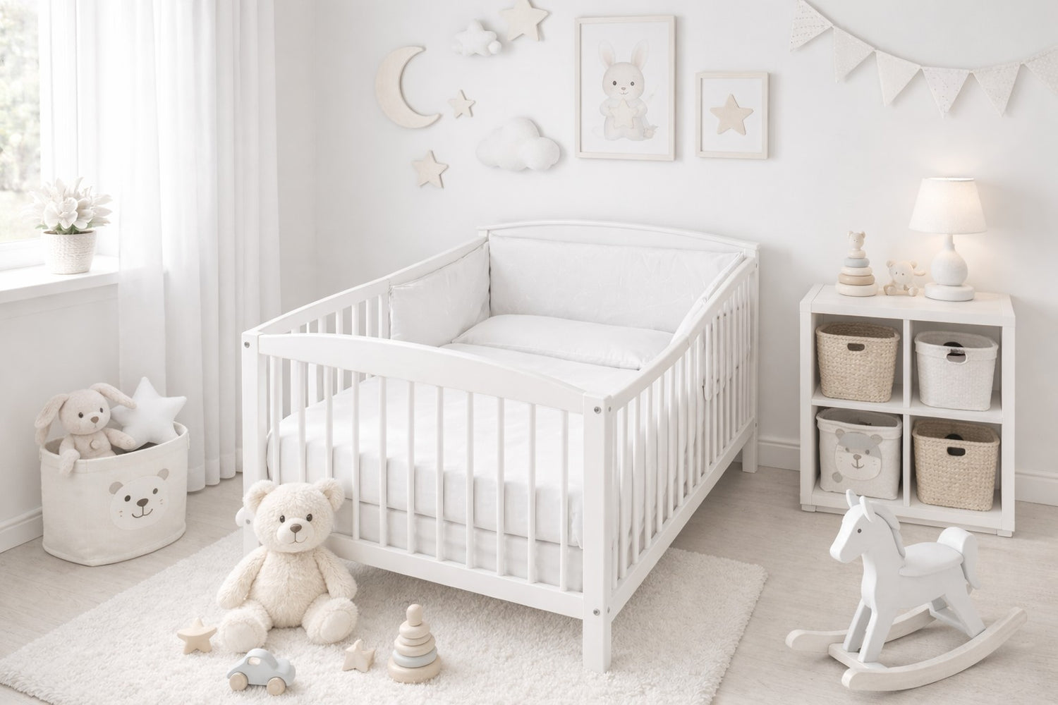 Baby 3Pc Bedding Set 100% Cotton Pillow Duvet Bumper Fit Cot 120x60cm White - MyHappy Baby