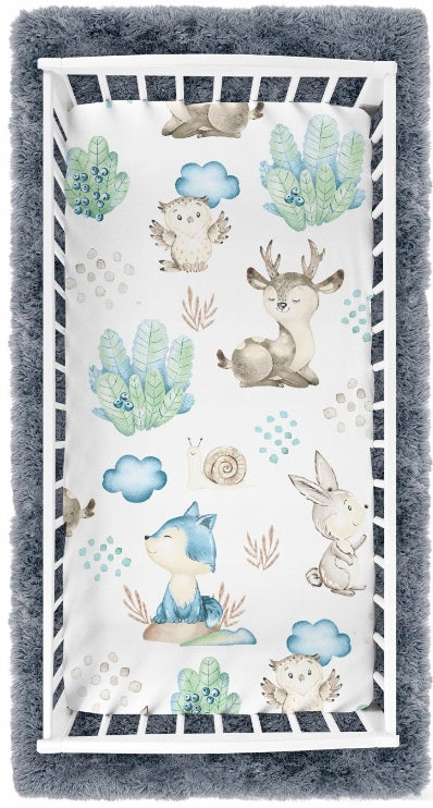 100% cotton fitted sheet printed design for baby crib 90x40cm Wolf in the Forest