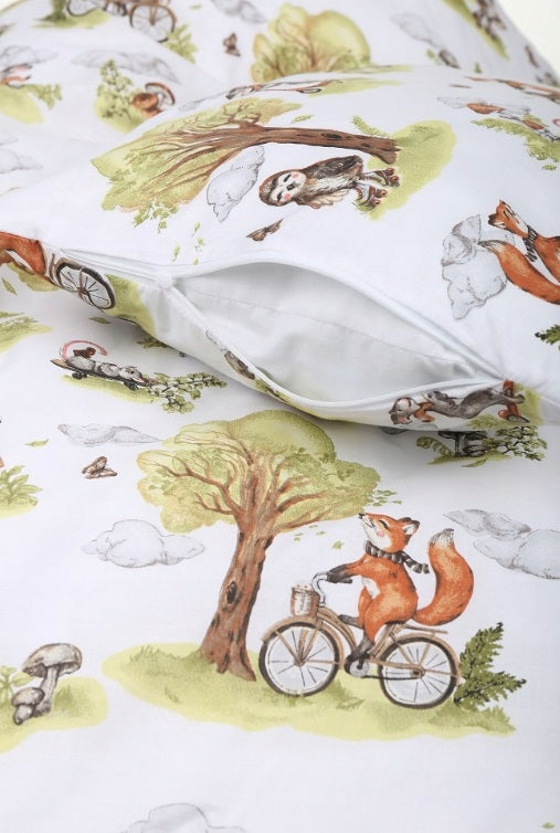 120x90 2Pc Baby Bedding Duvet Cover Set fit Cot Cotton A trip to the forest