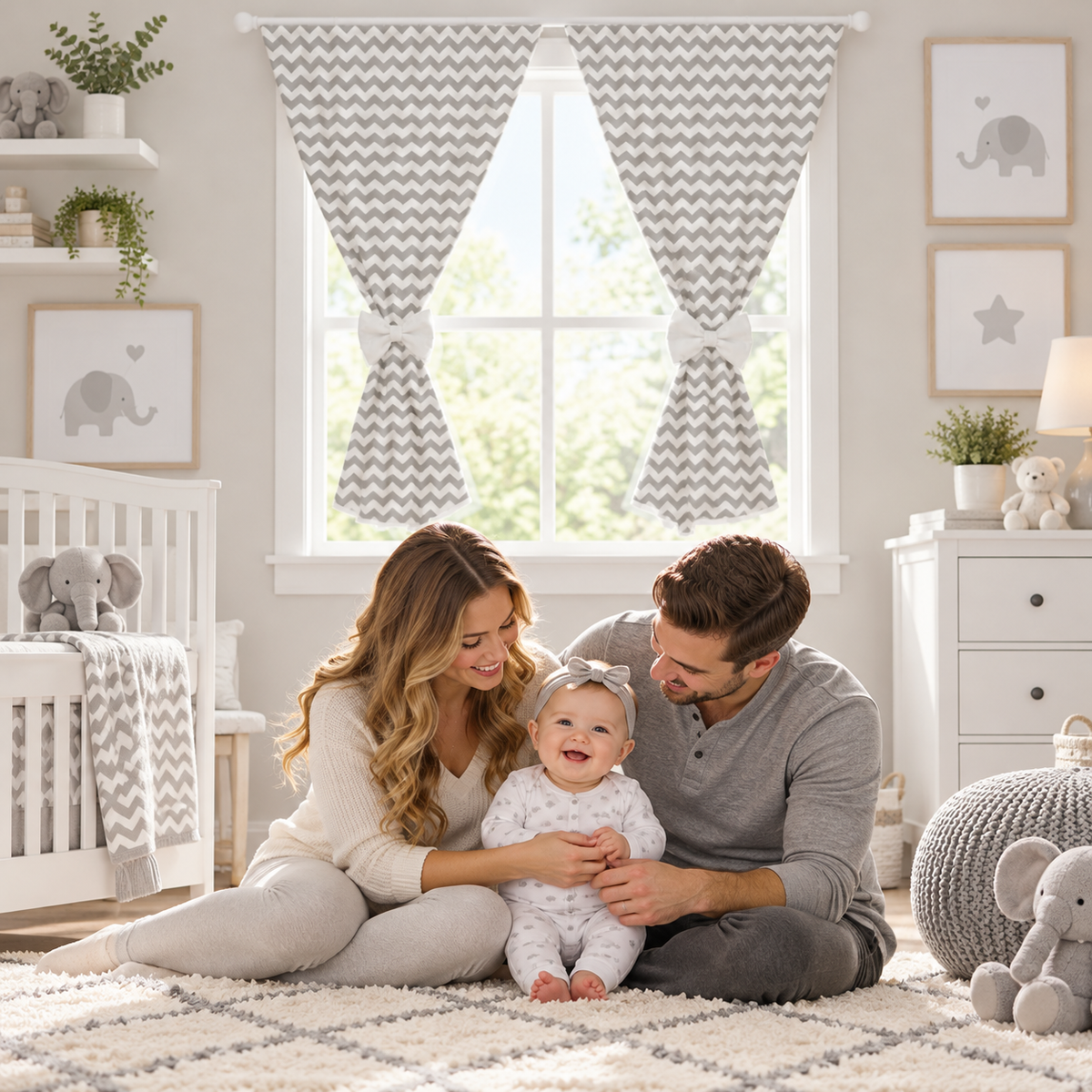 Nursery Curtains for Babies & Toddler's Bedroom Zig Zag