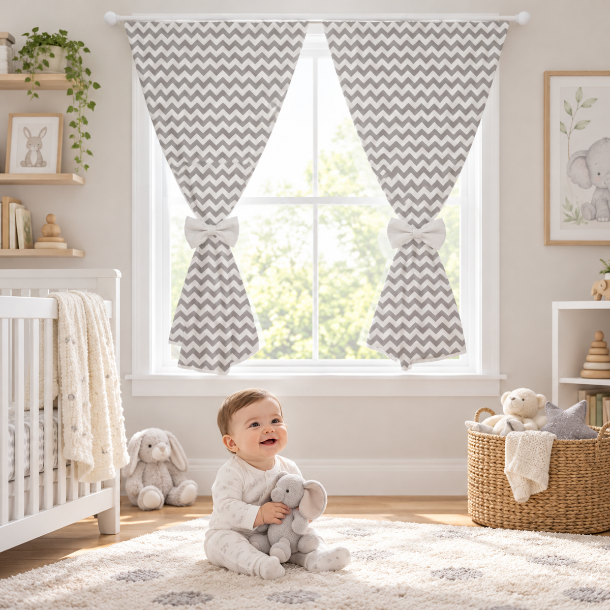Nursery Curtains for Babies & Toddler's Bedroom Zig Zag