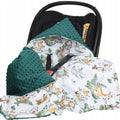 Baby Car Seat Hooded Blanket Double-sided Snuggle Swaddle Wrap Green / Animals in the Forest