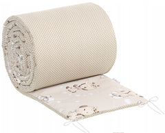 Cot Liner 180cm fit Cot 120x60cm 100% Cotton Baby Nursery Giraffe / Dots with Beige - MyHappy Baby