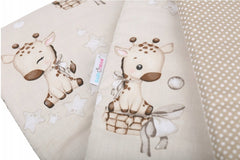 Cot Liner 180cm fit Cot 120x60cm 100% Cotton Baby Nursery Giraffe / Dots with Beige - MyHappy Baby