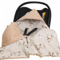 Baby Car Seat Hooded Blanket Double-sided Snuggle Swaddle Wrap Beige / Giraffe