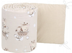 Cot Liner 180cm fit Cot 120x60cm 100% Cotton Baby Nursery Giraffe / Dots with Beige - MyHappy Baby