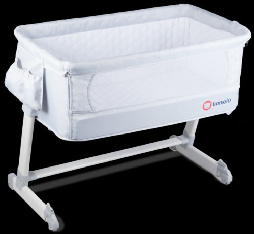 Baby Bedside Crib Portable Foldable Travel Cot Mattress Mosquito Net Theo Lionelo Light Grey - Concrete