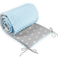 Baby dimple padded bumper nursery protection fit cot bed 140x70 190cm Blue / Small white stars on grey