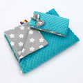 Warm Baby Blanket Dimple Quilt Pillow 100X75cm Turquoise - Big Stars On Grey