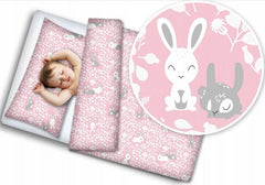 Baby bedding set 10pc fit cot bed 140x70cm - Bunny pink - MyHappy Baby
