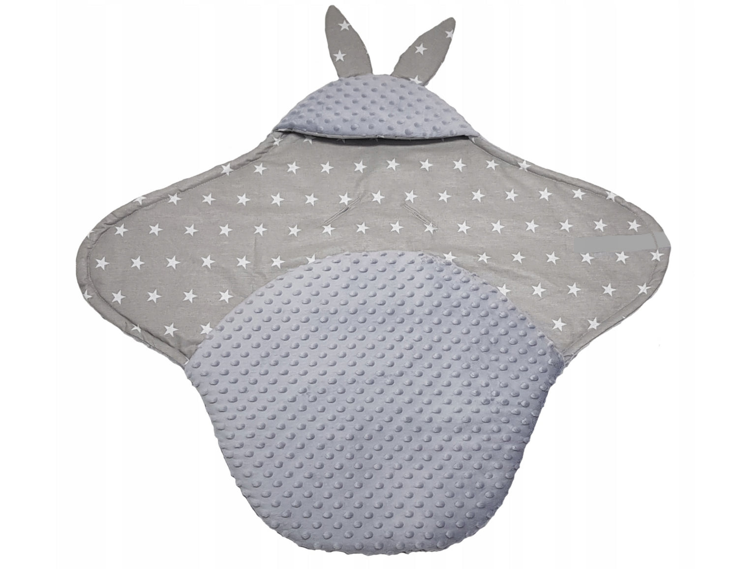 Baby Hooded Swaddle Wrap Bunny Blanket Ultra Soft Warm Blanket - Grey/Small White Stars On Grey