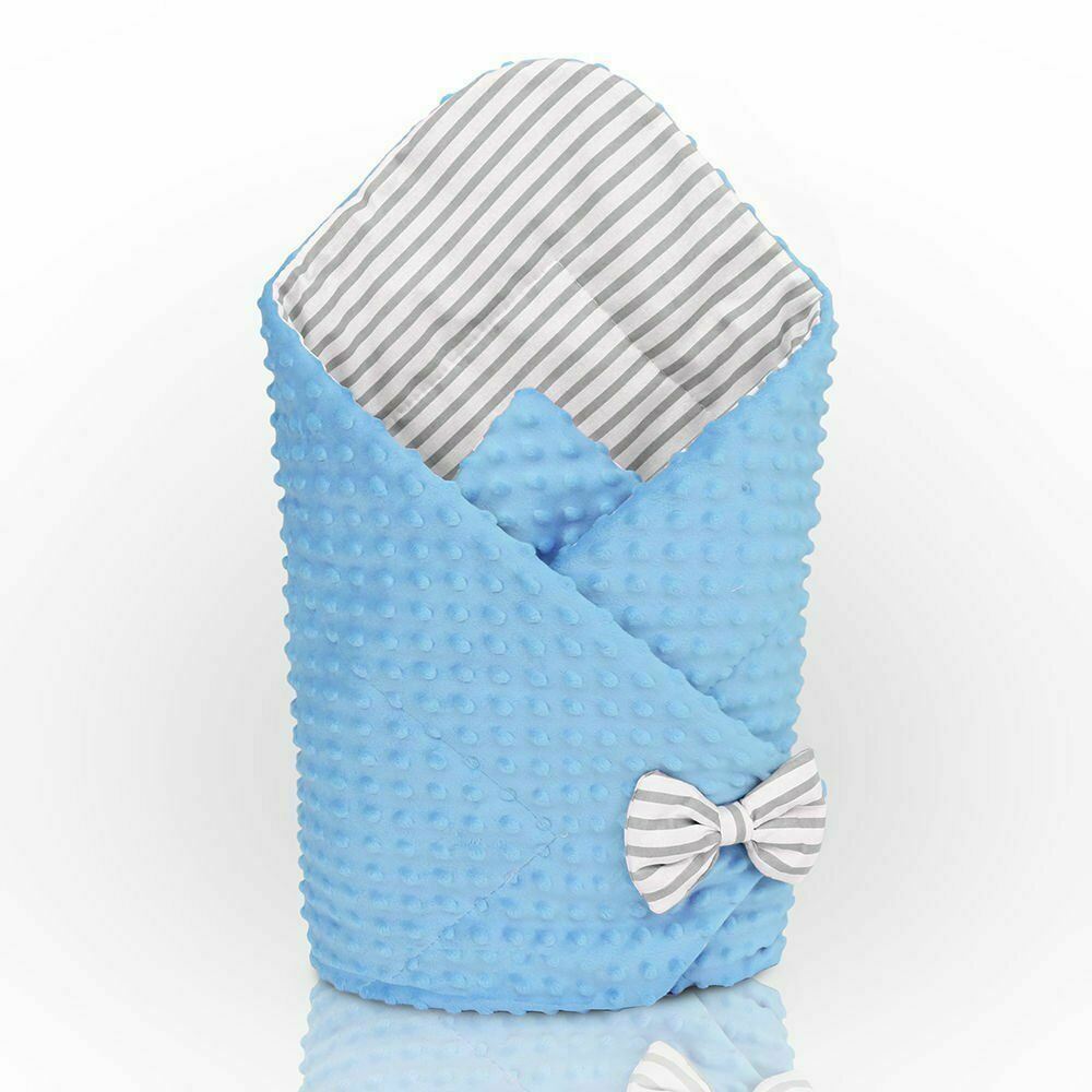 Baby Swaddle Wrap Newborn Dimple Cotton Infant Bedding Blue/ Stripes Grey