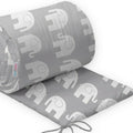 Padded Bumper To Fit Baby Cot Bed All-Round Cotton 420cm Elephants Grey