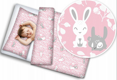 Baby 6Pc Bedding Set Pillow Duvet Quilt Sheet Bumper Fit Cotbed 140x70cm Bunny Pink - MyHappy Baby