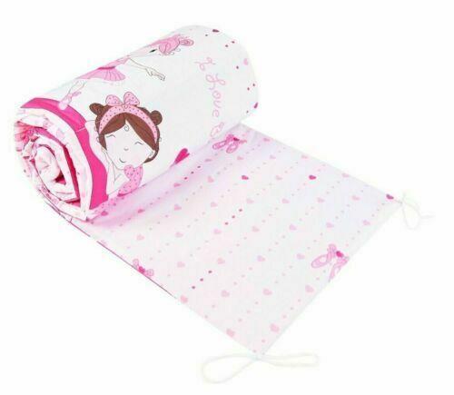 Baby bedding bumper 190 cm half cot bed  Ballerina pink