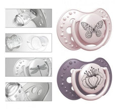 LOVI Dynamic Soother Silicone 0-3m Dummy 2 pcs Girl Botanic - MyHappy Baby