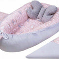 Large baby set Soft Cocoon reversible Grey/ Bunny Pink