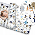 Baby Bedding 2pc 120x90cm Pillowcase Duvet Cover BOHO Animals Navy