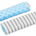 Dimple Belt Cover Car Seat Pram Pad Shoulder Soft Strap 2 Piece Blue/Stripes Grey