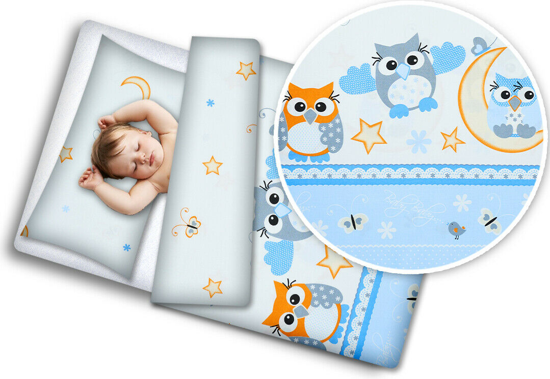 Bedding Set 4Pc Fit Kids Junior Bed 150X120 Owls Moon Blue