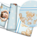 Baby bedding set 2pc 100% cotton pillowcase duvet cover 135x100cm - Cuddle bears blue