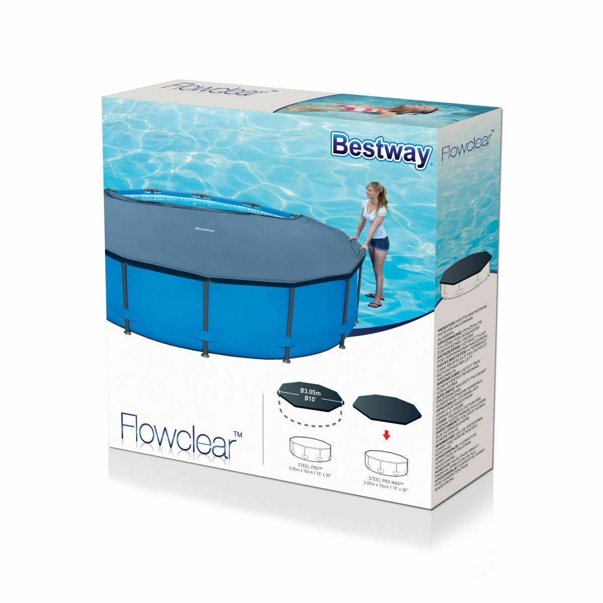 Bestway Swimming Pool Cover 10Ft Frame Steel Pro Power Steel 3.05M Tarpaulin