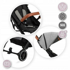 Baby Stroller Lightweight Maneuverable Folded Pushchair Buggy Momi Estelle Grey - MyHappy Baby