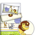 Bedding Set 4Pc Fit Kids Junior Bed 150X120 Safari Green