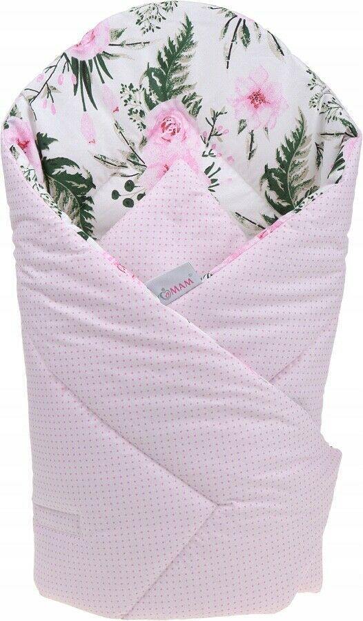 Baby Swaddle Wrap Newborn Bedding Blanket 100% Cotton Sleeping Bag Dots Pink/ Garden Flowers