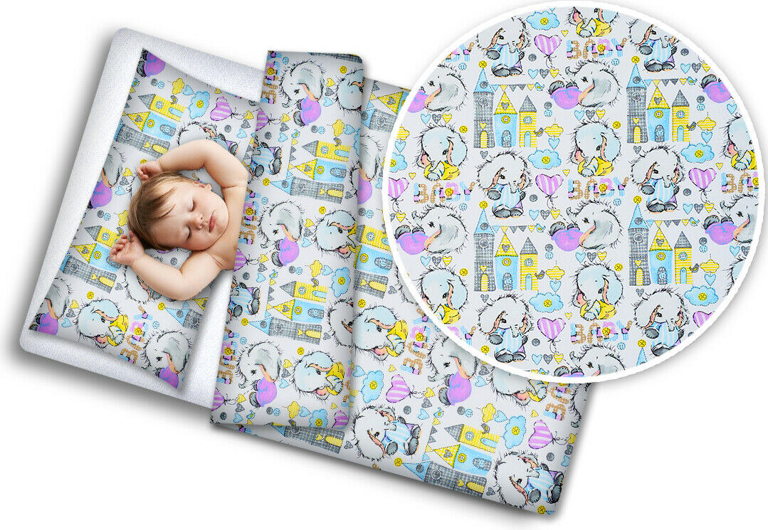 Bedding Set 4Pc Fit Kids Junior Bed 150X120 Little Elephant