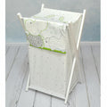 Laundry Basket with white wooden frame and storage removable linen ZOO GREEN