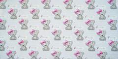 Baby Fitted Cot Bed Sheet Printed 100% Cotton Mattress 140X70cm Teddy Girl Grey - MyHappy Baby