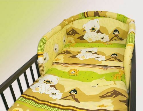 Baby Bedding Bumper 190cm Half Cot Bed Teddy Fish Brown