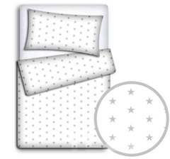Baby Bedding Set 3pc All-round Bumper Fit Cot bed 140x70 Small Grey Stars - MyHappy Baby