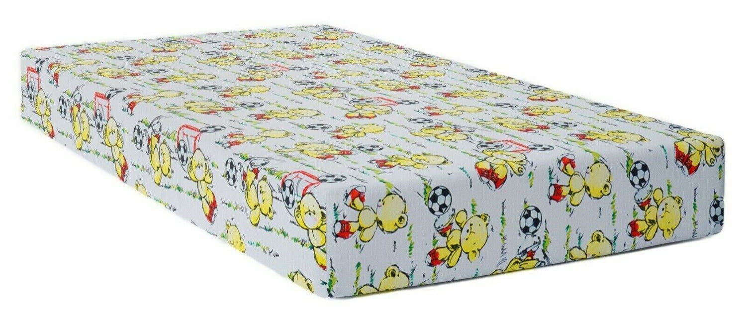 Fitted Sheet 120x60cm 100% Cotton for Baby Cot Football Teddy Bear