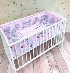 Baby Bedding Set 5pc Soft All-round Pillow Duvet Fit Cot Cuddle Bear Pink - MyHappy Baby