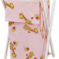 White frame laundry basket with removable linen Giraffe Pink