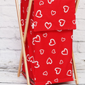 Wooden frame laundry basket with removable linen White Hearts