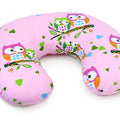 Baby Breast Feeding Pillow + Cotton Cover Owls pink