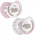 LOVI Dynamic Soother Silicone 6-18m Glow In The Dark Dummy 2 pcs Hippo Pink