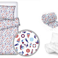 Baby bedding set 5pc nursery cotton pillow duvet bumper 70x80cm Marine