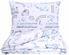 5Pc Baby Bedding Set Bumper Pillow Duvet Fit Cot 120x60cm Retro Locomotive - MyHappy Baby