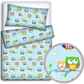 2pc Baby Bedding Set Duvet Cover pillowcase cotton 135X100cm Owls Blue