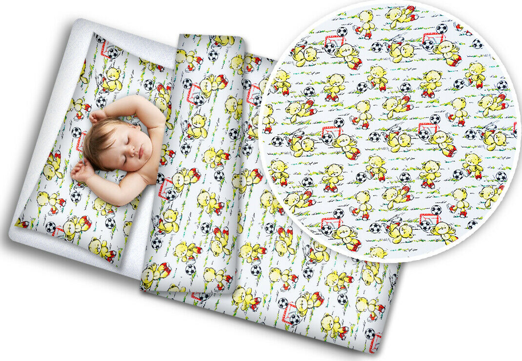 Baby  Bedding Set 2pc Cotton Pillow Case +Duvet Cover 135x100 Football teddy bear